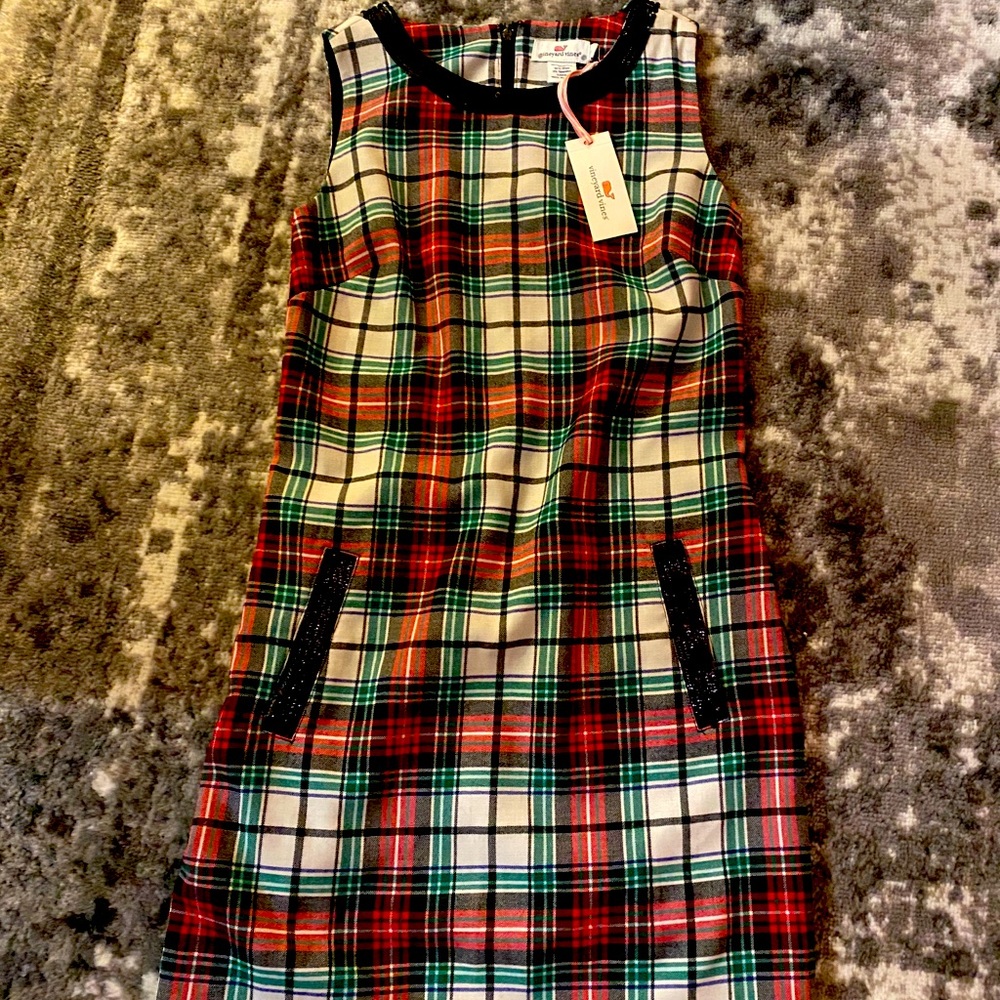 Vineyard Vines Plaid Shift Dress Sequin Accents 00